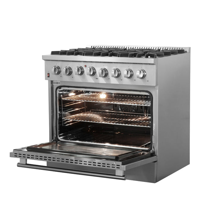 Forno 36″ Galiano Gas Burner / Electric Oven in Stainless Steel 6 Italian Burners, FFSGS6156-36