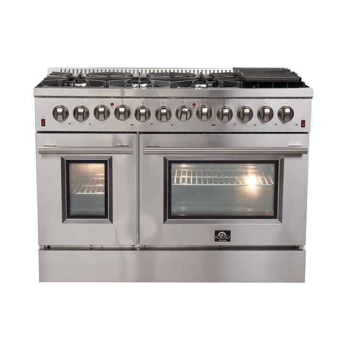 Forno 48 Inch Galiano Gas Burner and Electric Oven Range in Stainless Steel with 8 Italian Burners, FFSGS6156-48