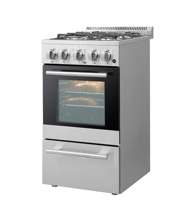 Forno 20" Freestanding Gas Range With 4 Sealed Burners in Stainless Steel, FFSGS6265-20