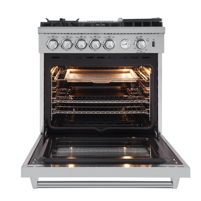 Forno 30" Gas Range with 5 Sealed Burners, Air Fryer and Griddle, FFSGS6276-30