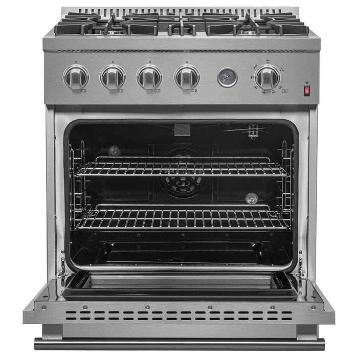 Forno 30" 4.32 cu.ft. Gas Range with 4 Burners and Built-In Temperature Gauge, FFSGS6277-30