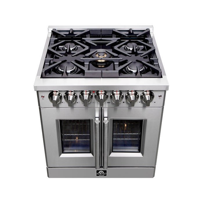 Forno 30″ Freestanding French Door Dual Fuel Range with 5 Burners, FFSGS6325-30