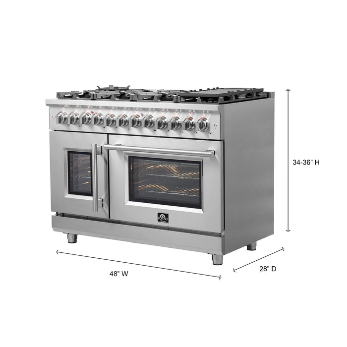 Forno 48″ Freestanding French Door Dual Fuel Range with 8 Burners, FFSGS6325-48