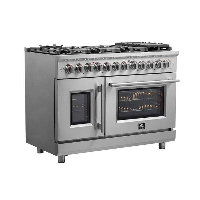 Forno 48″ Freestanding French Door Dual Fuel Range with 8 Burners, FFSGS6325-48