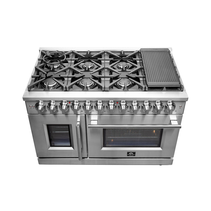 Forno 48″ Freestanding French Door Dual Fuel Range with 8 Burners, FFSGS6325-48