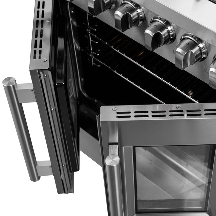 Forno 30" Gas Burner, Electric Oven Range With French Door in Stainless Steel, FFSGS6356-30