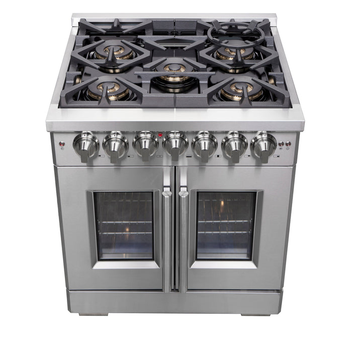 Forno 30" Professional Gas Burner, Electric Oven Range With French Door And 5 Sealed Burners, FFSGS6387-30