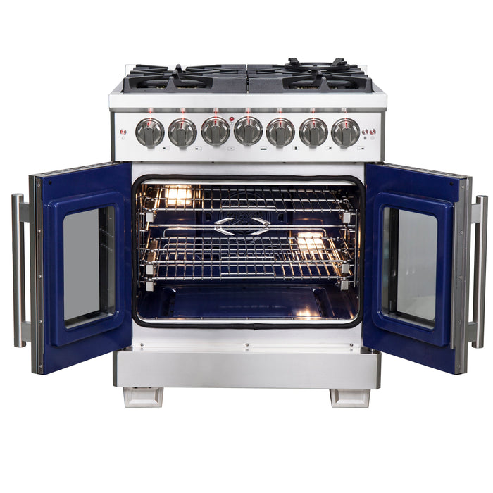 Forno 30" Professional Gas Burner, Electric Oven Range With French Door And 5 Sealed Burners, FFSGS6387-30