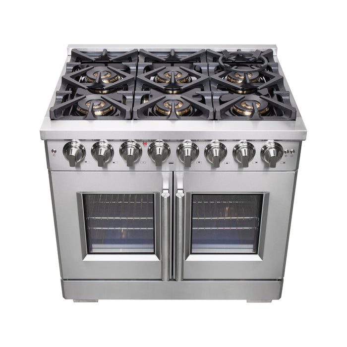 Forno 36" Professional Gas Burner, Electric Oven Range With French Door And 6 Sealed Burners, FFSGS6387-36