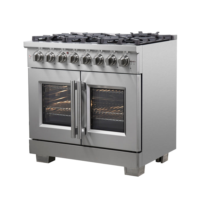 Forno 36" Professional Gas Burner, Electric Oven Range With French Door And 6 Sealed Burners, FFSGS6387-36