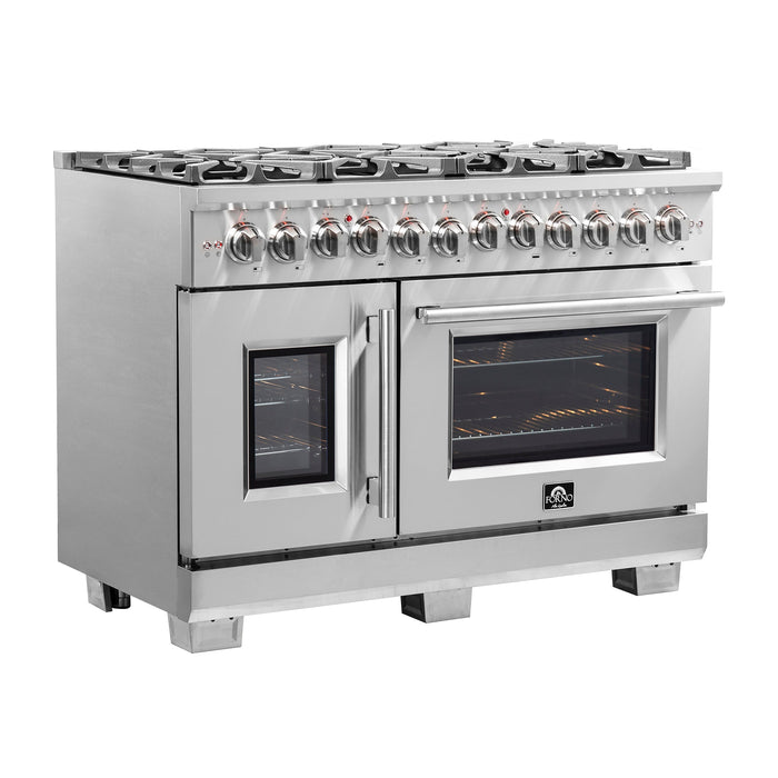 Forno 48" Professional Gas Burner, Electric Oven Range With French Door And 8 Sealed Burners, FFSGS6387-48