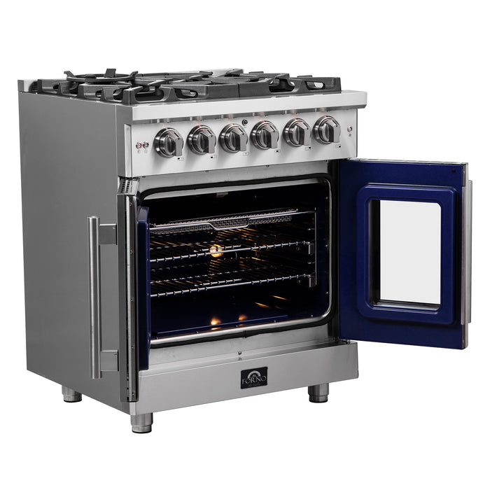 Forno 30″ Freestanding French Door Gas Range with 5 Burners, FFSGS6439-30