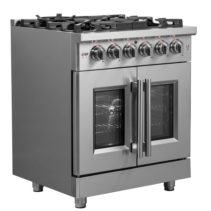 Forno 30″ Freestanding French Door Gas Range with 5 Burners, FFSGS6439-30