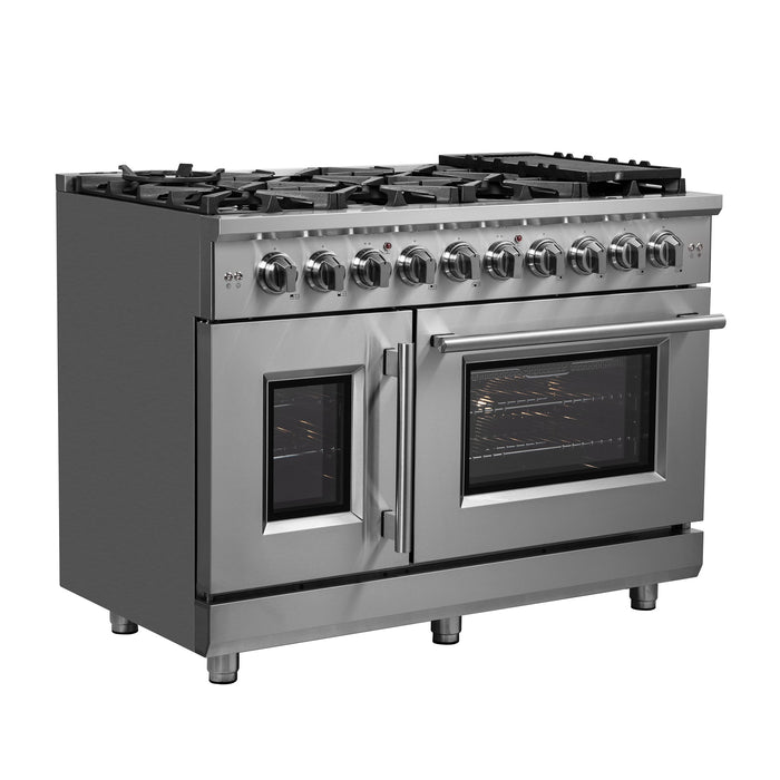 Forno 48″ Freestanding French Door Gas Range with 8 Burners, FFSGS6439-48