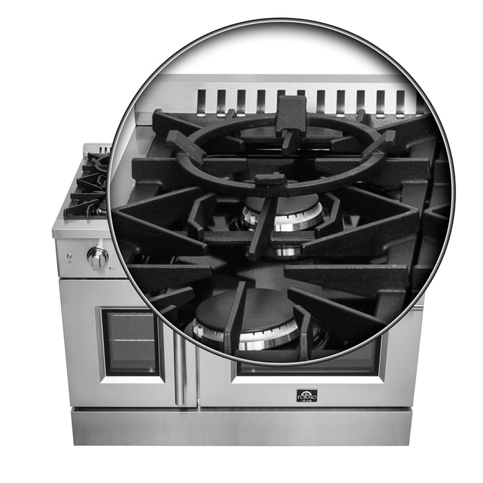 Forno 48" Double Door Gas Range With French Door And 8 Burners, FFSGS6444-48