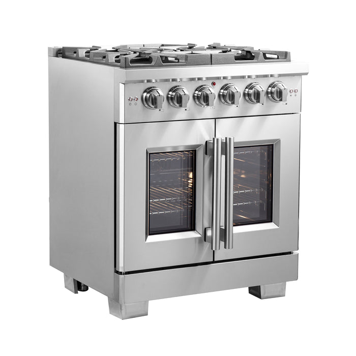 Forno 30" Professional Gas Range With French Door And 5 Sealed Burners, FFSGS6460-30