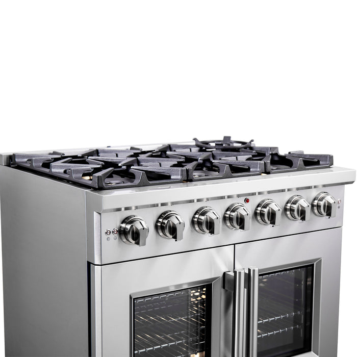 Forno 36" Professional Gas Range With French Door And 6 Sealed Burners, FFSGS6460-36