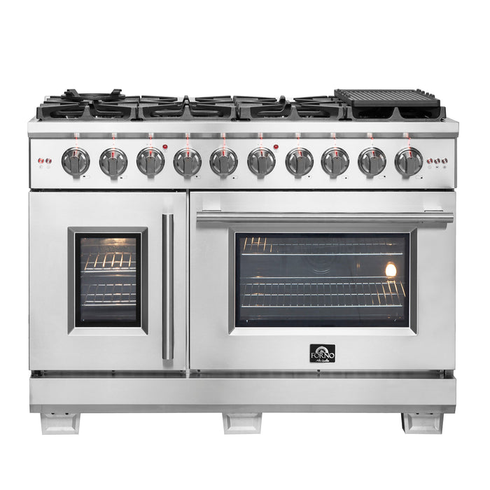 Forno 48" Professional Gas Range With French Door And 8 Sealed Burners, FFSGS6460-48