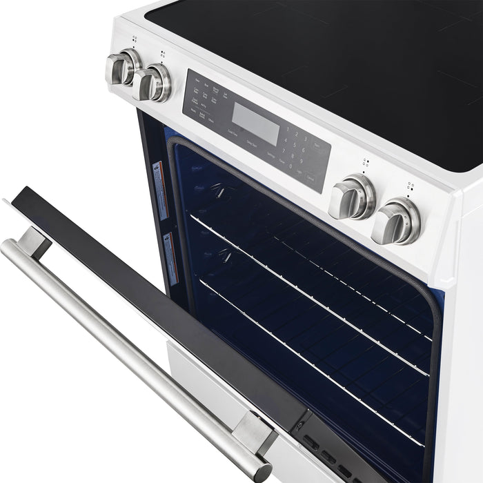 Forno Espresso 30" Induction Range with Air Fry and Self-Clean in White and Silver Handles, FFSIN0905-30WHT