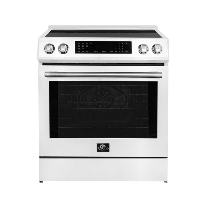 Forno Espresso 30" Induction Range with Air Fry and Self-Clean in White and Silver Handles, FFSIN0905-30WHT