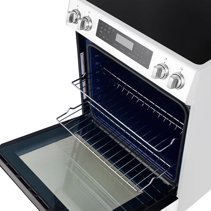 Forno Espresso 30" Induction Range with Air Fry and Self-Clean in White and Silver Handles, FFSIN0905-30WHT