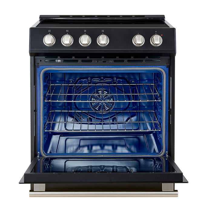 Forno 30” Induction Range with Knob Control in Black and Silver Accents, FFSIN0982-30BLK