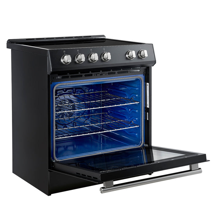 Forno 30” Induction Range with Knob Control in Black and Silver Accents, FFSIN0982-30BLK