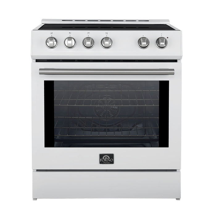 Forno 30” Induction Range with Knob Control in White and Silver Accents, FFSIN0982-30WHT