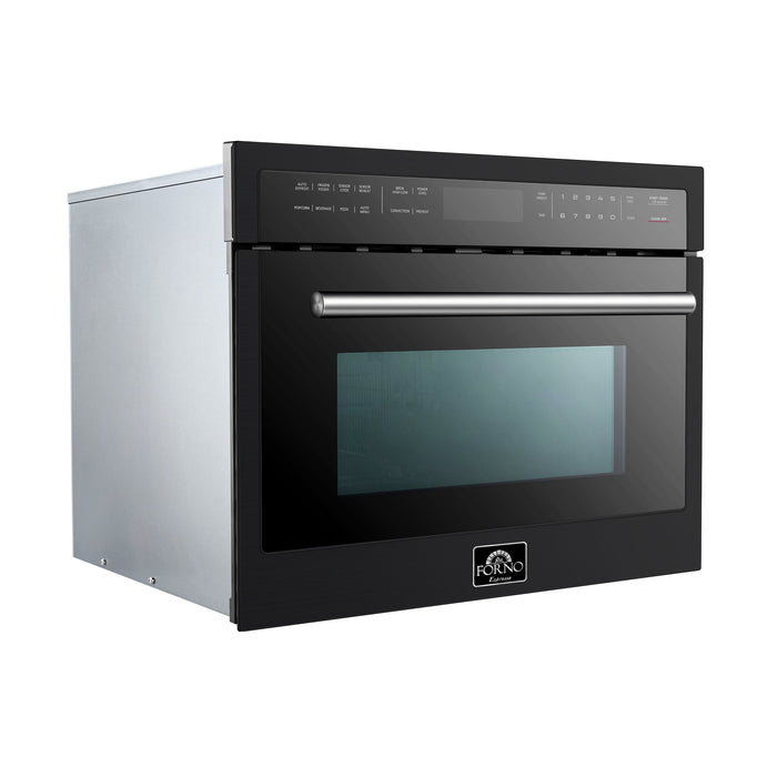 Forno Espresso 24" Built-In Microwave Oven in Black with Silver Handles, FMWDR3093-24BLK