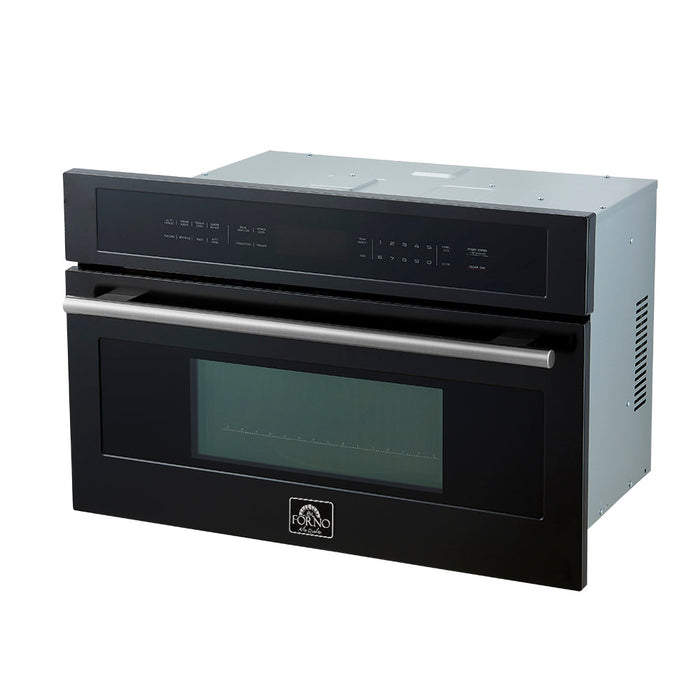 Forno Espresso 30" Built-In Microwave Oven in Black with Silver Handles, FMWDR3093-30BLK