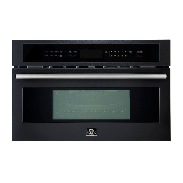 Forno Espresso 30" Built-In Microwave Oven in Black with Silver Handles, FMWDR3093-30BLK