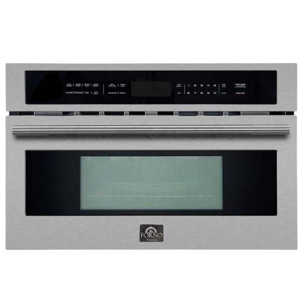 Forno Espresso 30" Built-In Microwave Oven with Silver Handles, FMWDR3093-30