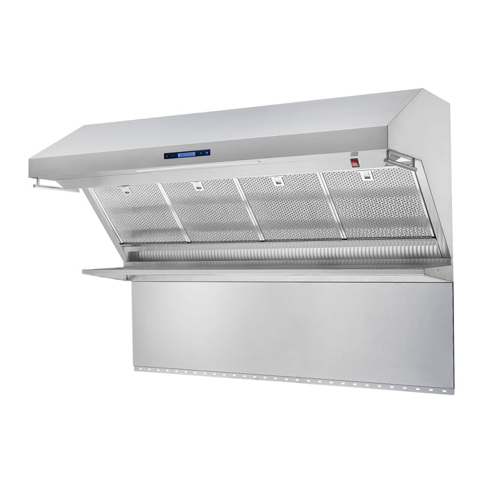 Forno 60" 1200 CFM Wall Mount Range Hood with Backsplash, Warming Lamp and Shelf, FRHWM5029-60HB