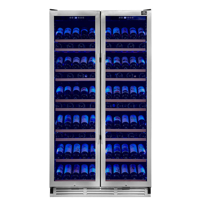 Forno 40" 25.07 cu.ft. 166 Bottle Dual Zone Wine Cooler in Stainless Steel, FWCDR6642-40S