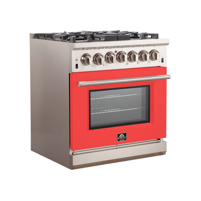 Forno 30 Inch Professional Freestanding Gas Range in Red, FFSGS6260-30RED