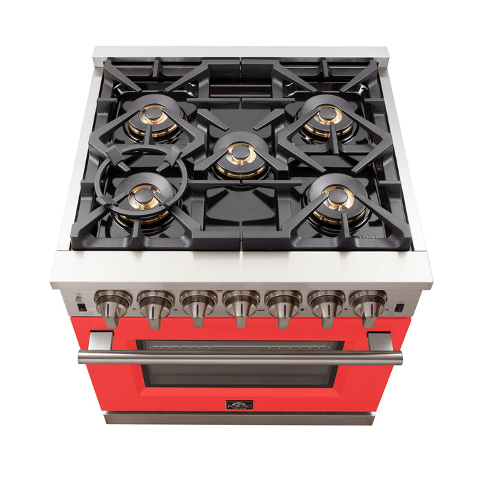 Forno 30 Inch Professional Freestanding Gas Range in Red, FFSGS6260-30RED