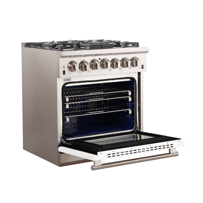 Forno 30 Inch Professional Freestanding Gas Range in White, FFSGS6260-30WHT