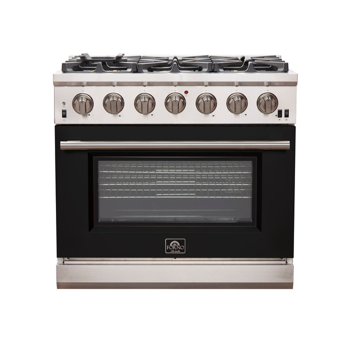 Forno 36 Inch Professional Freestanding Gas Range in Black, FFSGS6260-36BLK