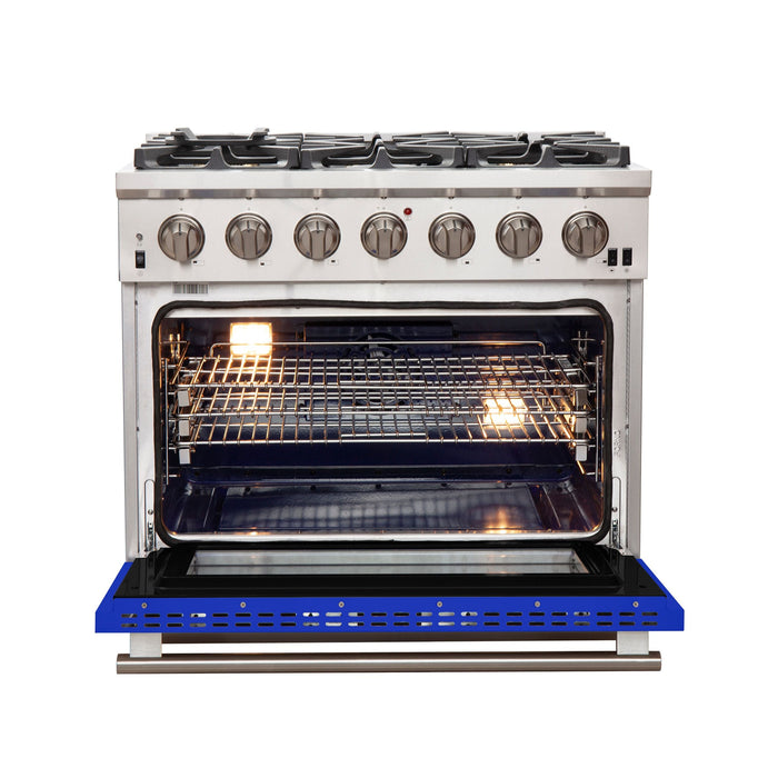 Forno 36 Inch Professional Freestanding Gas Range in Blue, FFSGS6260-36BLU