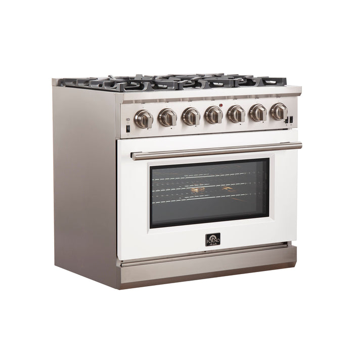 Forno 36 Inch Professional Freestanding Gas Range in White, FFSGS6260-36WHT