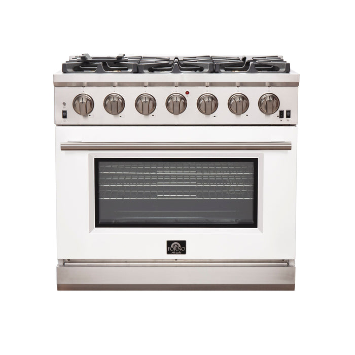 Forno 36 Inch Professional Freestanding Gas Range in White, FFSGS6260-36WHT