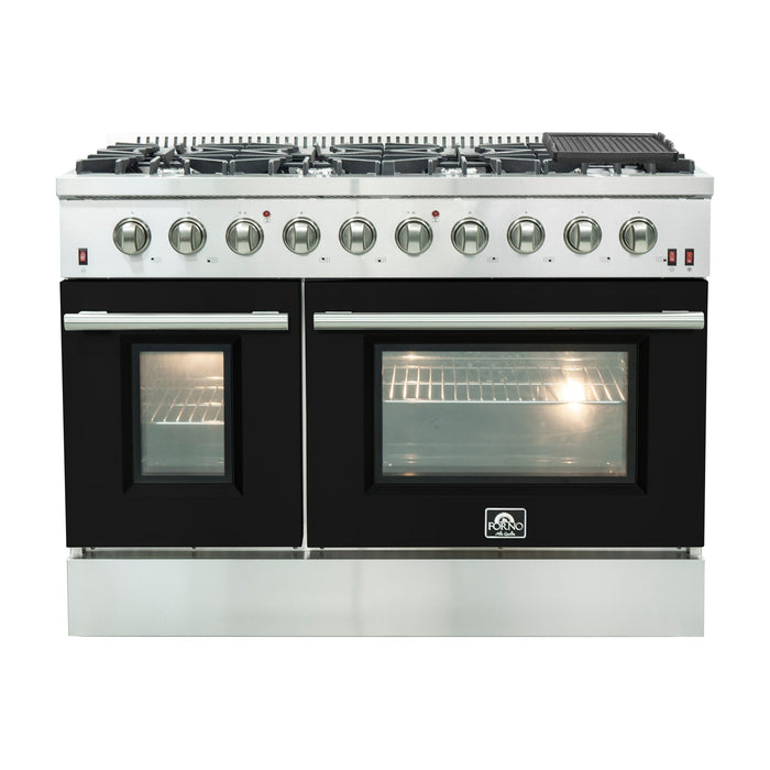 Forno 48 Inch Professional Freestanding Gas Range in Black, FFSGS6244-48BLK