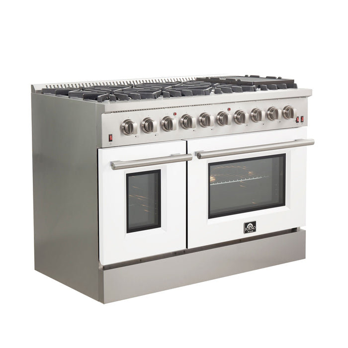 Forno 48 Inch Professional Freestanding Gas Range in White, FFSGS6244-48WHT