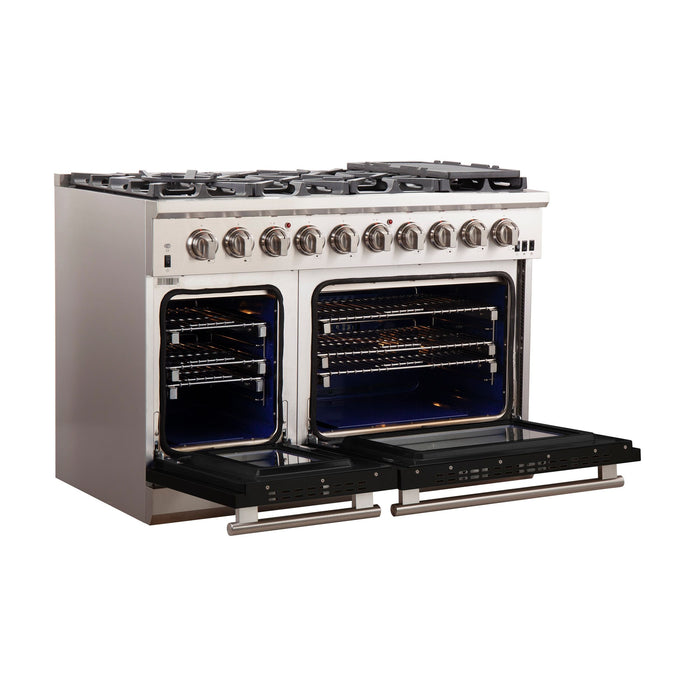 Forno 48 Inch Professional Freestanding Gas Range in Black, FFSGS6260-48BLK