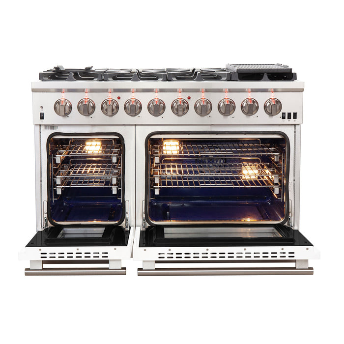 Forno 48 Inch Professional Freestanding Gas Range in White, FFSGS6260-48WHT