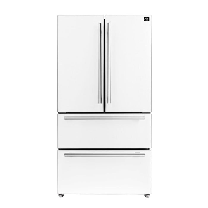 Forno Espresso 36" 19.2 cu. ft. Refrigerator in White with Silver Handles, FFRBI1820-36WHT