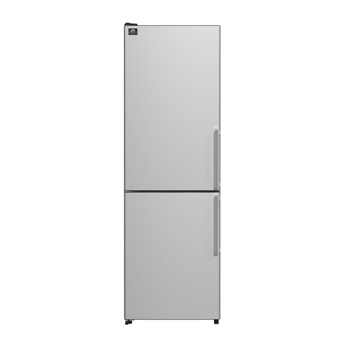 Forno 23.4" 10.8 Cu. Ft. Left Swing Refrigerator with Bottom Freezer in Stainless Steel, FFFFD1778-24LS