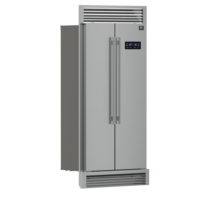 Forno 37 In. Side by Side Counter Depth Refrigerator with 15.6 cu.ft. in Stainless Steel with Steel Grill Trim, FFRBI1805-37SG