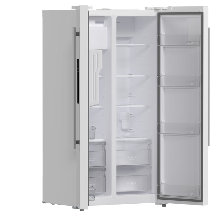 Forno Espresso 36" 20 Cu. Ft. Side-By-Side Refrigerator with Water and Ice Dispenser in White with Silver Handles