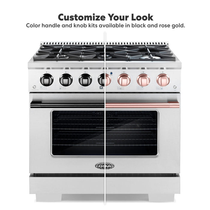 Cosmo Commercial 36" 4.5 cu. ft. Gas Range with 6 Italian Burners and Heavy Duty Cast Iron Grates in Stainless Steel
, COS-GRP366